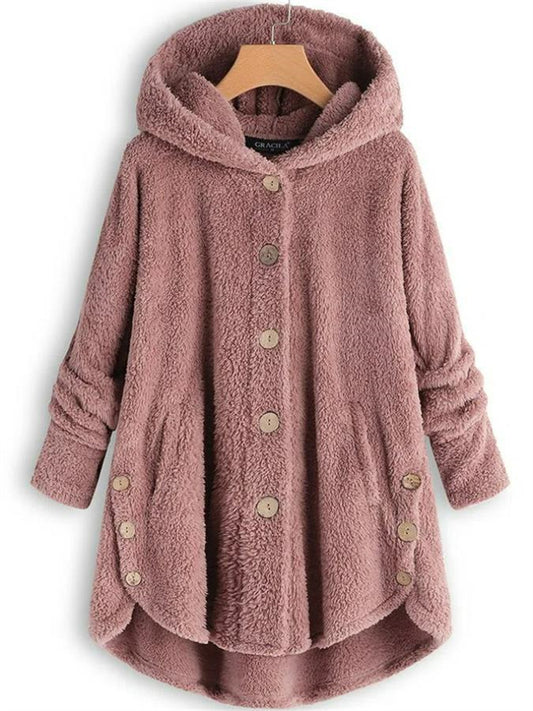 Women's Fleece Jacket Pullover Sherpa Fleece Teddy Zip Up Front Pocket claret turmeric Black Solid Color Street Hoodie Long Sleeve Fleece S M L XL XXL 3XL