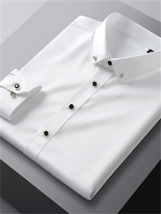 Men's Dress Shirt Button Down Shirt Silk Shirt Azure Lake blue Wine Long Sleeve Solid / Plain Color Turndown Spring & Fall Wedding Daily Wear Clothing Apparel Sexy