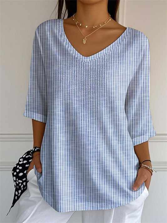 Summer New Arrival 3D Printed Women's Fashion Floral V-neck Shirt Top