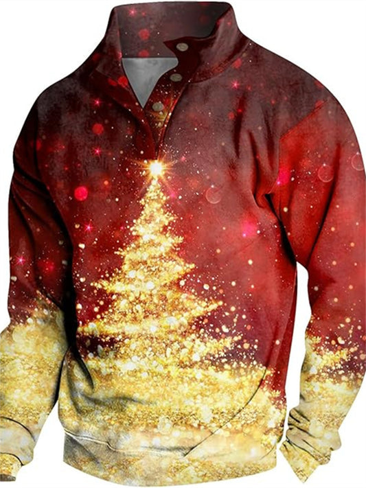 Men's Christmas 3D Printed Sweatshirt with Collar