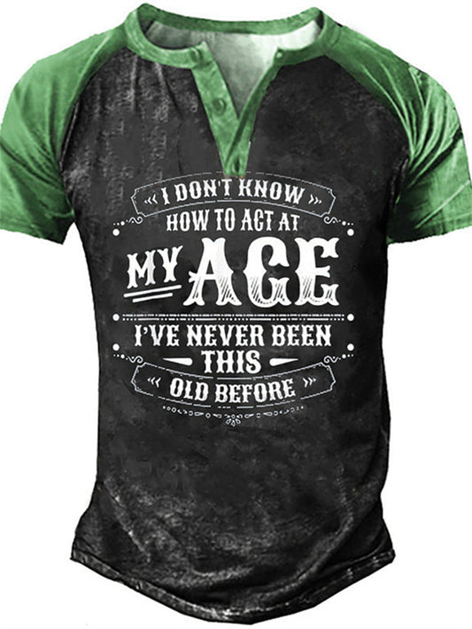 Men's T Shirt Tee Henley Shirt Tee Graphic Color Block Guitar Henley Green Brown Black 3D Print Casual Daily Short Sleeve Button-Down Print Clothing Apparel Vintage Sports Fashion Big and Tall
