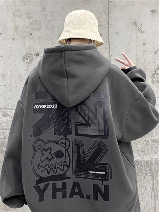 American-Style Hooded Sweatshirt for Men - Fall/Winter New Arrival High-Street Oversized Relaxed Fit