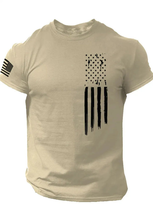 Men's Patriotic Summer 3D-Printed T-Shirt with American Flag Short-Sleeve T-Shirt