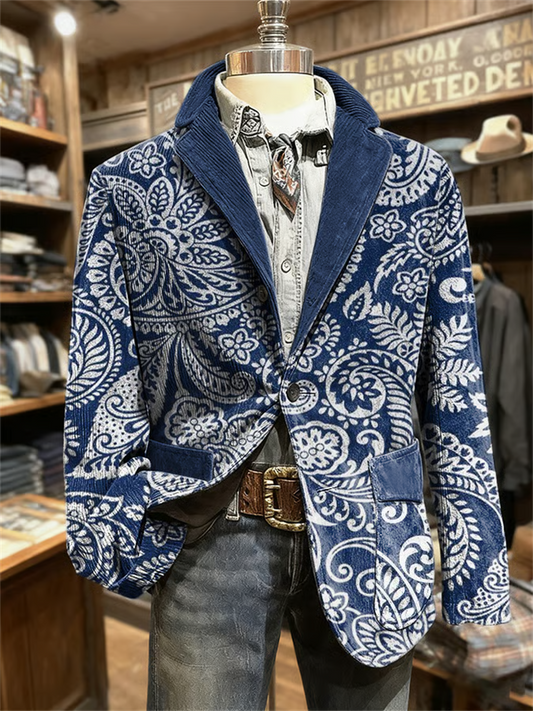 New Arrival Christmas Casual Suit Men's Corduroy Suit Casual Printed Jacket