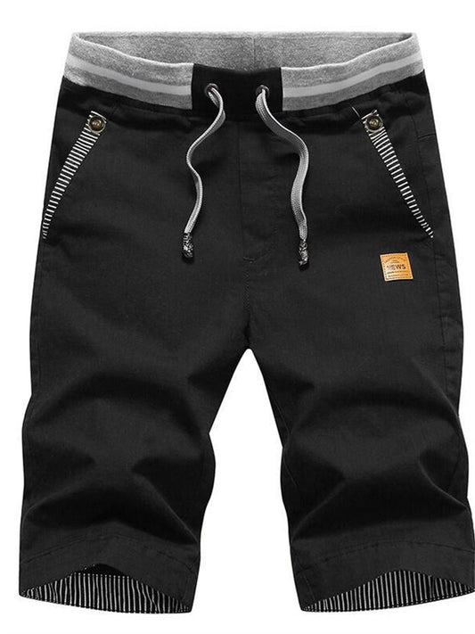 Men's Chino Shorts Shorts Beach Shorts Elastic Drawstring Design Stylish Casual / Sporty Sports Outdoor Daily Cotton Blend Comfort Breathable Stripe Mid Waist White Black Gray M L XL