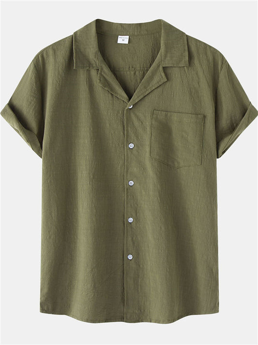 New Summer Loose Type Cotton Linen Short-sleeved Shirt Men's Linen Casual Half-sleeved Cardigan Shirt Thin Shirt Man