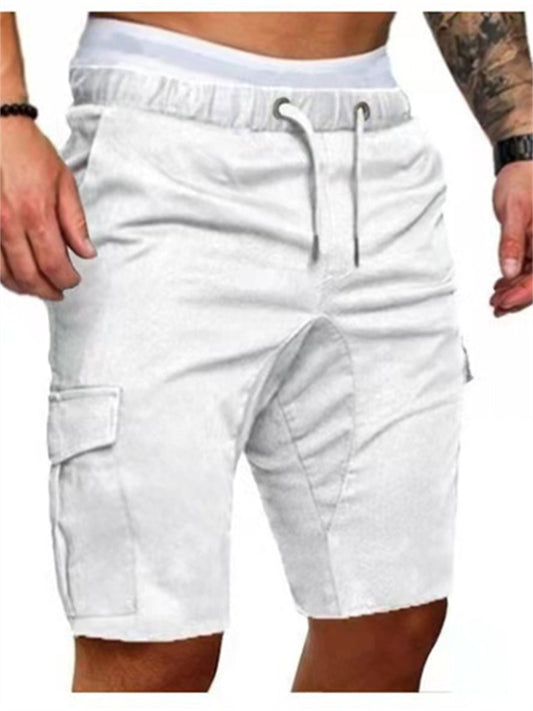 Men's Shorts Bermuda shorts Cargo Shorts Elastic Waistband Drawstring with Side Pocket Casual Daily Sports Outdoor Inelastic Outdoor Sports Solid Colored Mid Waist non-printing ArmyGreen Black Khaki