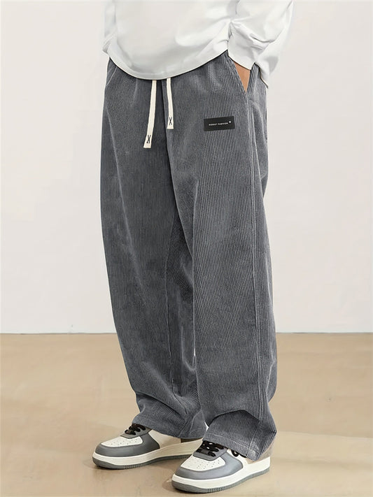 Men's Fall New Arrival Comfortable Long Pants Loose-Fit Corduroy Fabric Casual Pants