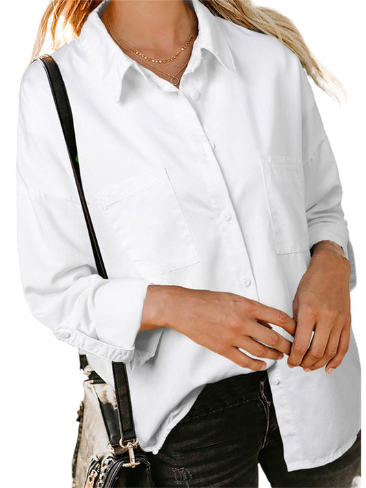 Women's Denim Shirt Spring and Fall New Loose Double Pockets Long-sleeved Versatile Casual Jacket Shirt