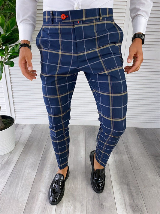 Men's Chinos Trousers Pencil Pants Jogger Pants Plaid Dress Pants Elastic Waist 3D Print Plaid Office Business Streetwear Stylish 1 2