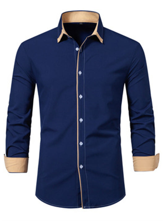 Spring and Summer Men's New Men's Casual Shirt Men's Long-sleeved Business Shirt
