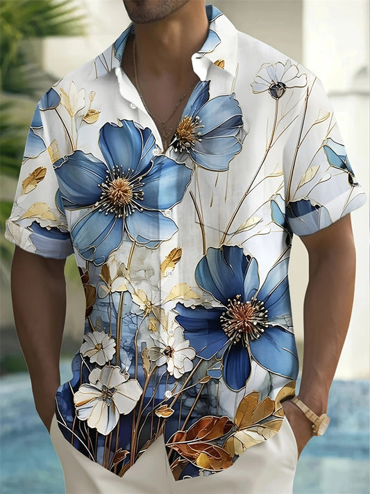 Men's Summer Shirts  Short-Sleeve Hawaiian Beach Print Shirts 3
