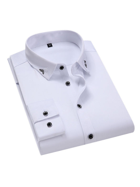 Men's Dress Shirt Button Up Shirt Collared Shirt Non Iron Shirt Plain Standing Collar Light Pink Black White Red Blue Work Daily Long Sleeve Button-Down Clothing Apparel Streetwear Simple Casual Slim