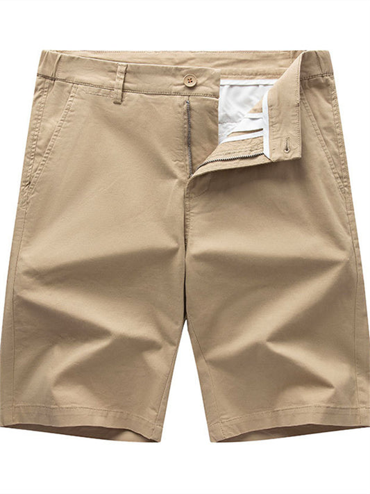 Men's 100% Cotton Shorts Business Casual Loose Fit Plus Size Cropped Pants
