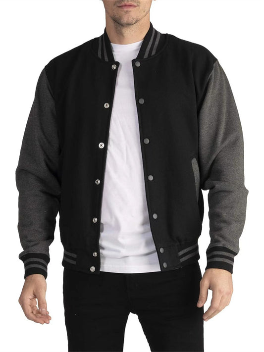 Winter Men's Fleece-Lined Cardigan Jacket Baseball-Style Casual Men's Jacket