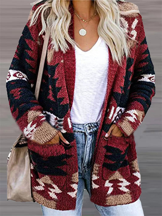 Printed Fringed Fashionable Casual Cardigan Coat