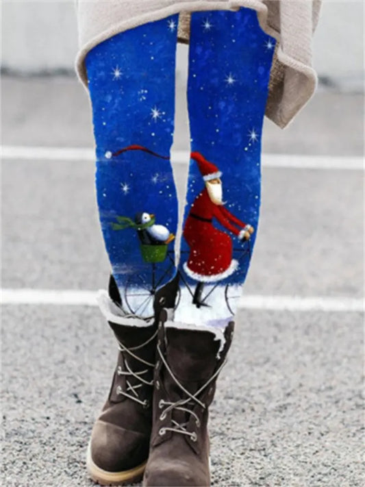 Women's Christmas Tight Printed Pantyhose Leggings High Waist Fashion Casual Daily Printed Stretch Full Length Warmth