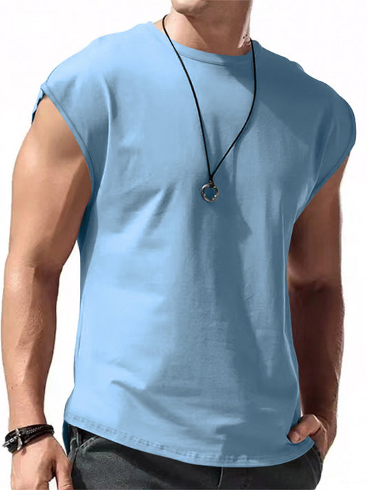 Men's Summer New Sleeveless T-shirt Casual Loose Solid Color Thin Section T-shirt