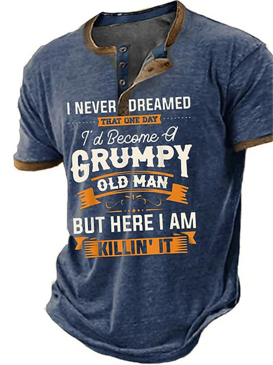 Men's Henley Shirt Tee Graphic Letter Henley Clothing Apparel 3D Print Outdoor Casual Short Sleeve Button-Down Print Fashion Designer Comfortable