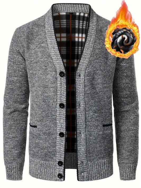 Fall/Winter New Arrival Trendy Casual Heavyweight V-Neck Men's Knit Cardigan Jacket