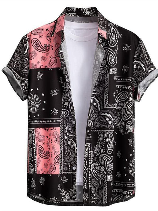 Men's Fashionable Hawaiian Short-Sleeve Shirt with 3D Print and Vacation-Inspired Pattern