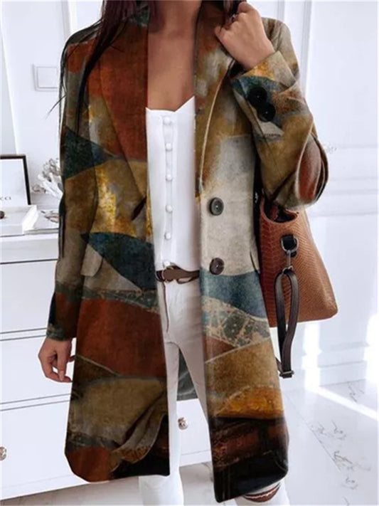 Printed Casual Loose Women's Coat