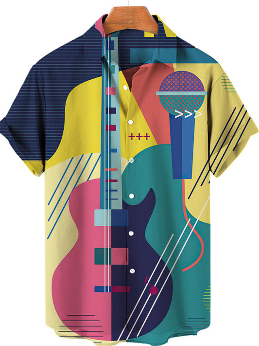 New Summer New Cartoon Cat System 3D Digital Printing Hawaii Casual Men's Shirt Short-sleeved Shirt