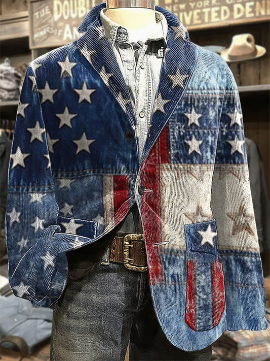 Christmas New Arrival Casual Suit Men's Corduroy Suit Casual Printed Jacket