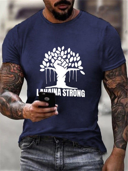 New Summer Men's T-shirt 3D Tree Print Round Neck Short-Sleeve T-shirt