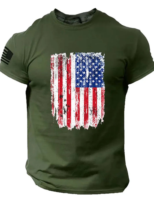 Men's Summer Patriotic 3D Print T-shirt—U.S. Flag Short-Sleeve T-shirt