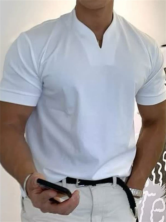 Men's T shirt Tee Plain V Neck Casual Holiday Short Sleeve Clothing Apparel Sports Fashion Lightweight Muscle