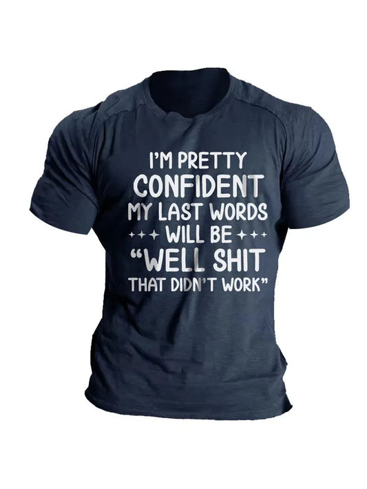 Men' s T shirt Tee Graphic Tee Funny Cotton Blend Letter Prints Crew Neck Black Light Cray Army Green Blue Casual Holiday Short Sleeve Print Clothing Apparel Sports Fashion Designer Novelty