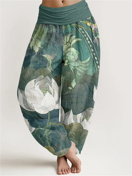 Women's New Printed Pants Loose Casual Wide Leg Women's Pants Harlem Pants