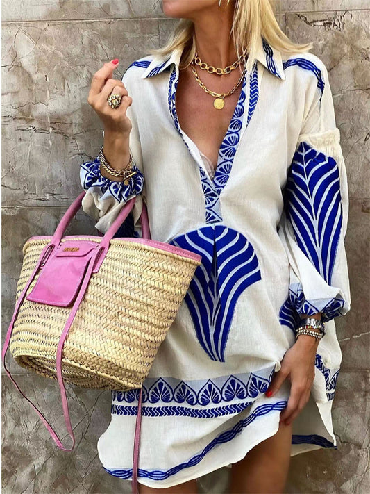 Women's Summer New Casual Long Shirt Loose Vacation Split Top