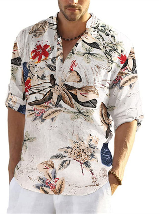 New Arrival Men's Long Sleeve Casual Beach Shirt Men's Mid-Length Sleeve Fashion Shirt