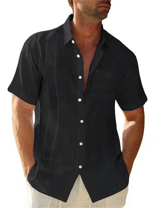 Men's Casual Shirt Solid Colored Turndown Street Casual Button-Down Short Sleeve Tops Casual Fashion Breathable Comfortable White Black Gray Summer Shirts