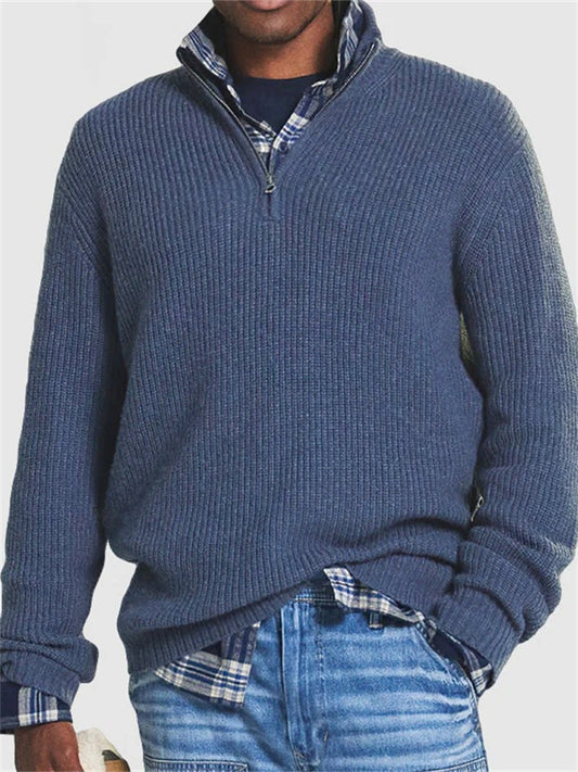 Fall and Winter New Men's Business Casual Loose Zipper Collar Sweater