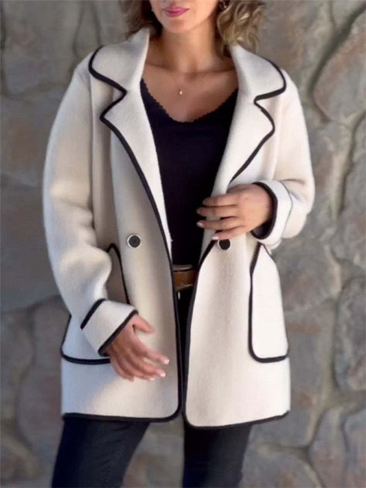 Fall and Winter New Fashion Women's Temperament Suit Collar Double-sided Tweed Jacket