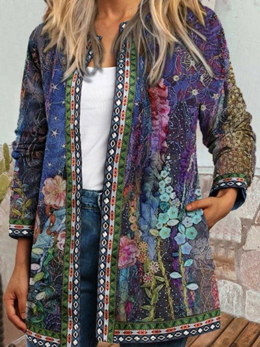 Ladies Retro Print Casual Jacket