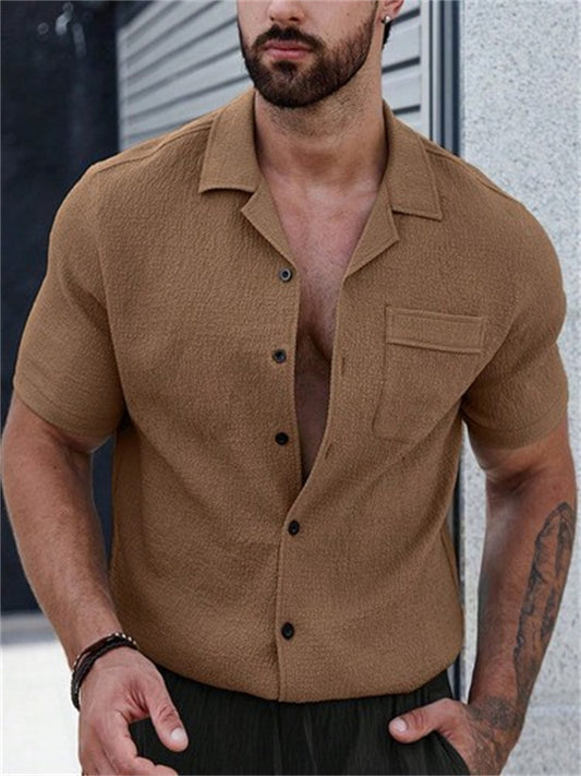 Men's Short Sleeve T-Shirt Solid Color Short Sleeve Shirt Men's Beach Oversized Shirt