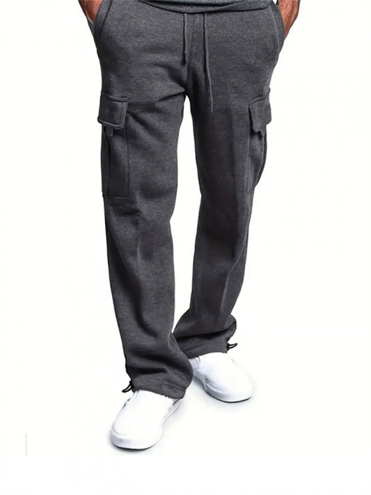 Men's Workwear Pants American Streetwear Loose-Fit Athletic Long Pants Men's Wide-Leg Pants