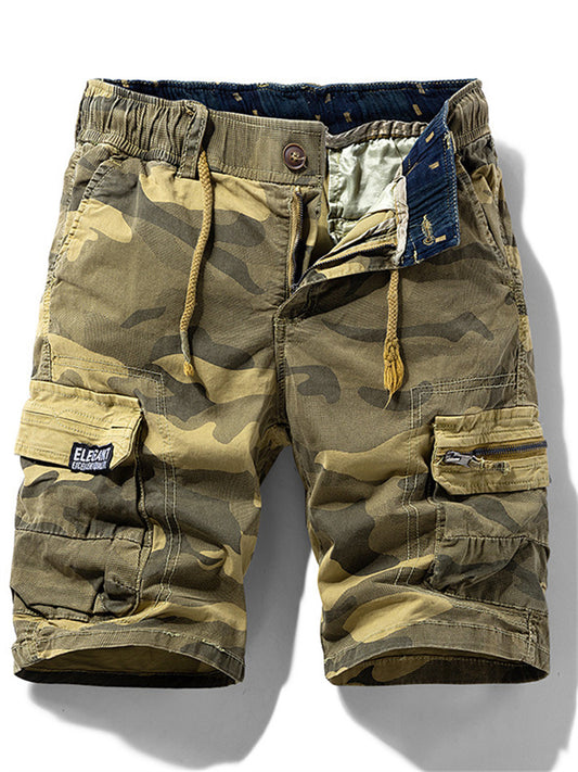 Men's Cargo Shorts Hiking Shorts Drawstring Zipper Pocket Multi Pocket Letter Camouflage Breathable Moisture Wicking Knee Length Casual Going out Casual Cargo Slim ArmyGreen Khaki Micro-elastic