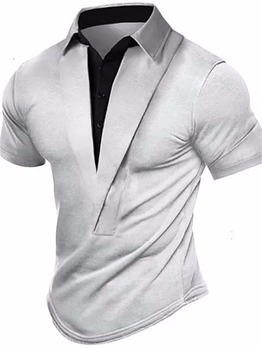 Men's Henley Shirt Plain V Neck Outdoor Daily Wear Short Sleeve Retro Clothing Apparel Designer Casual
