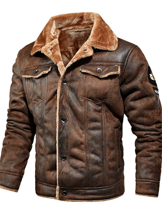 New Arrival for Fall/Winter: Men's Faux Fur Lined Workwear-Style Lapel Collar Jacket
