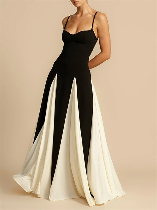 Women's Evening Dress Sexy Strapless Splicing Large Hem Halter Dresses