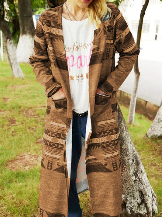 Long Sleeve Printed Cardigan Coat