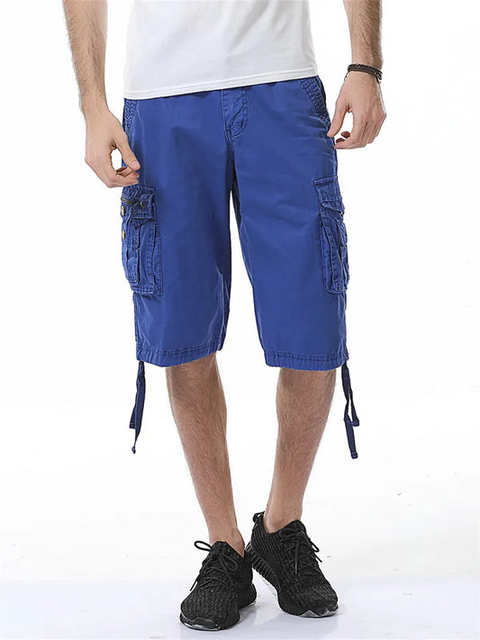 Men's Cargo Shorts Work Shorts Multi Pocket Plain Knee Length Going out Cotton Streetwear Classic Green Black