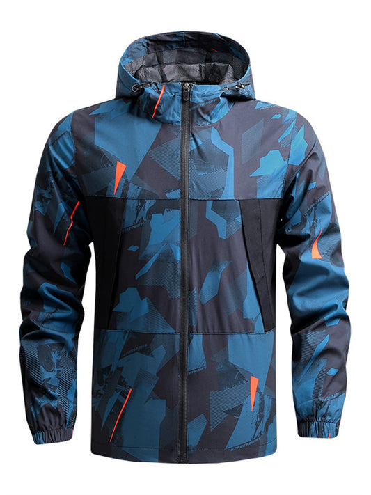 Men's Lightweight Spring/Fall Hiking Jacket - Casual Windbreaker Hooded Outdoor Sports Jacket