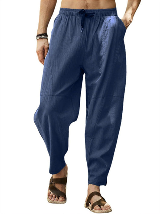 Men's Linen Pants Drawstring Lightweight Pants / Trousers Linen Pants White Black Green Summer Winter Sports Activewear Micro-elastic Loose Fit / Casual / Athleisure