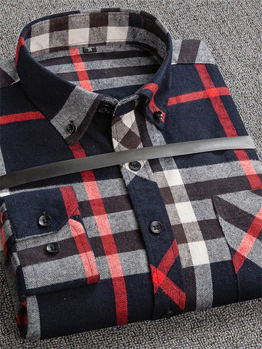 Men's Dress Shirt Button Up Shirt Plaid Shirt Collared Shirt Tartan Collar Turndown A B C D E Wedding WorkWear Long Sleeve Button-Down Clothing Apparel Business Simple